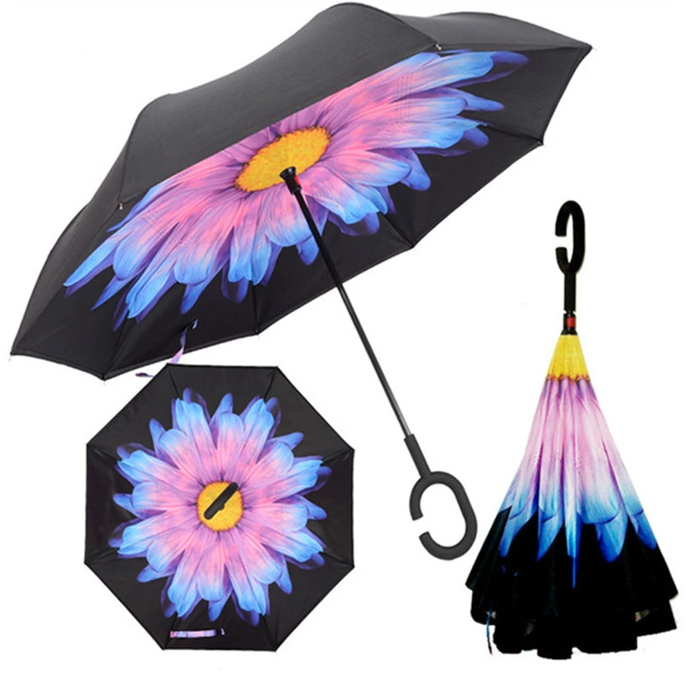 

Inverted Umbrella Double Layer sun parasol Women Rain Reverse Umbrellas male guarda chuva invertido paraguas parapluie Windproof