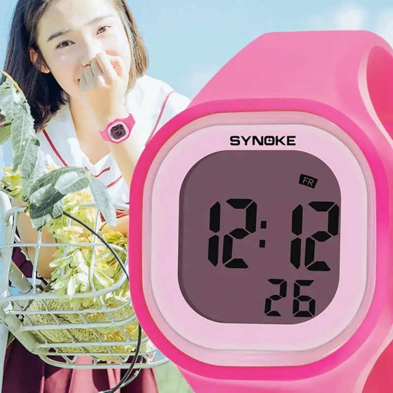 

Girls Sports LED Watch Timer Waterproof Silicone Digital Electronic Wrist Watch Female Electronic Watch relogio feminino