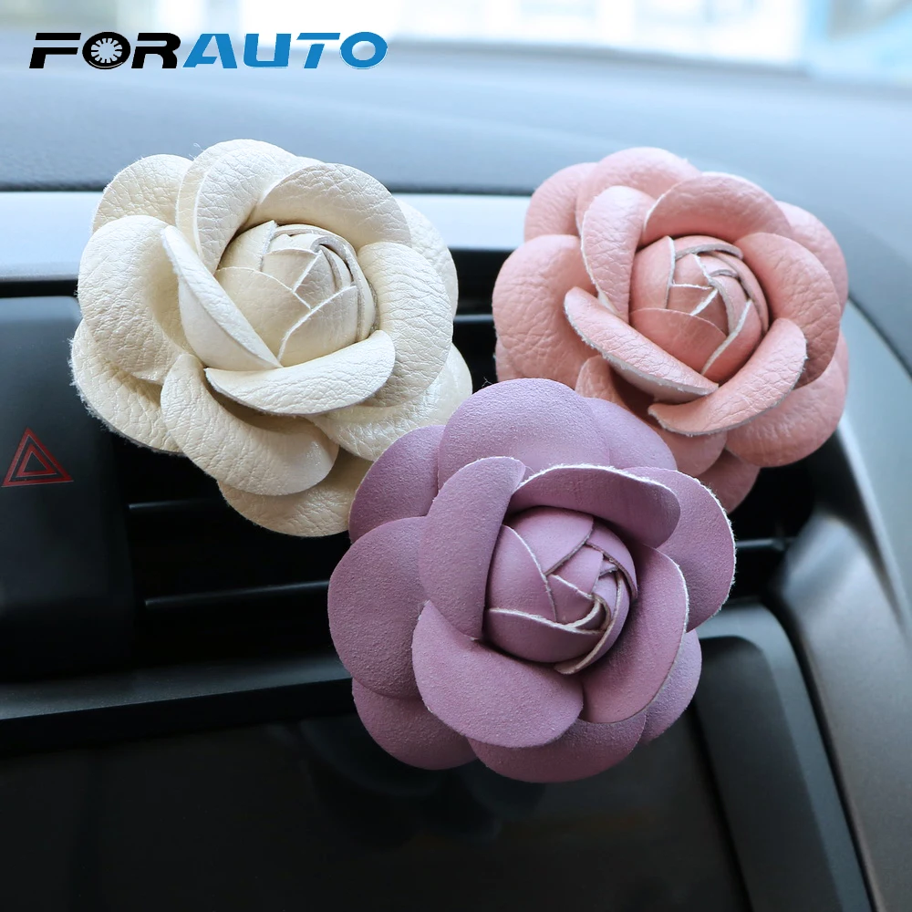 FORAUTO معطّر الهواء الصلبة العطر 4 ألوان اكسسوارات السيارات الملونة الجمال زهرة سيارة الهواء تنفيس العطور سيارة التصميم