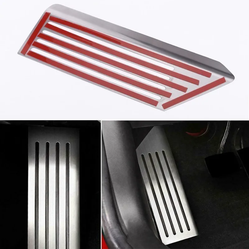 

ESPEDER Stainless Steel Car Footrest Pedal Plate Cover Trim Non-Slip Foot Rest Pedal Cover For Tesla Model 3 2017 2018 LHD