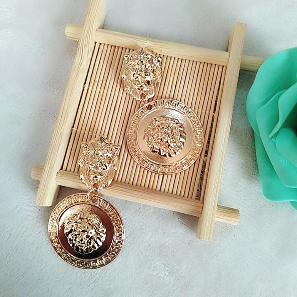 Coin Earrings Lion Cute drop Earrings Gold Metal Geometric Vintage for Aretes Mujer Femme Women Party aretes de plata Oorbellen