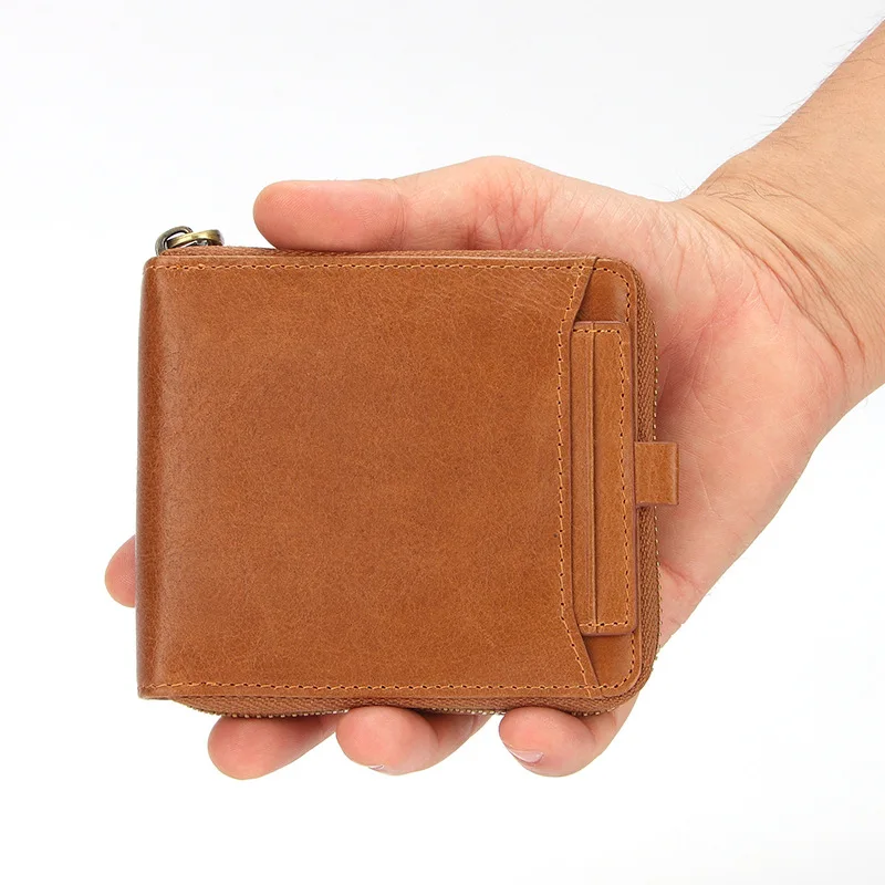 

Wallet Cross-Border Hot Sale Anti-Rfid Card Loose Wallet One Package Retro Oil Zipper Wallet