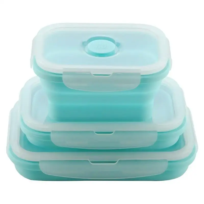 

3pcs/set Silicone Folding Bento Box Collapsible Portable Lunch Box for Food Dinnerware Food Container Bowl For Children Adult