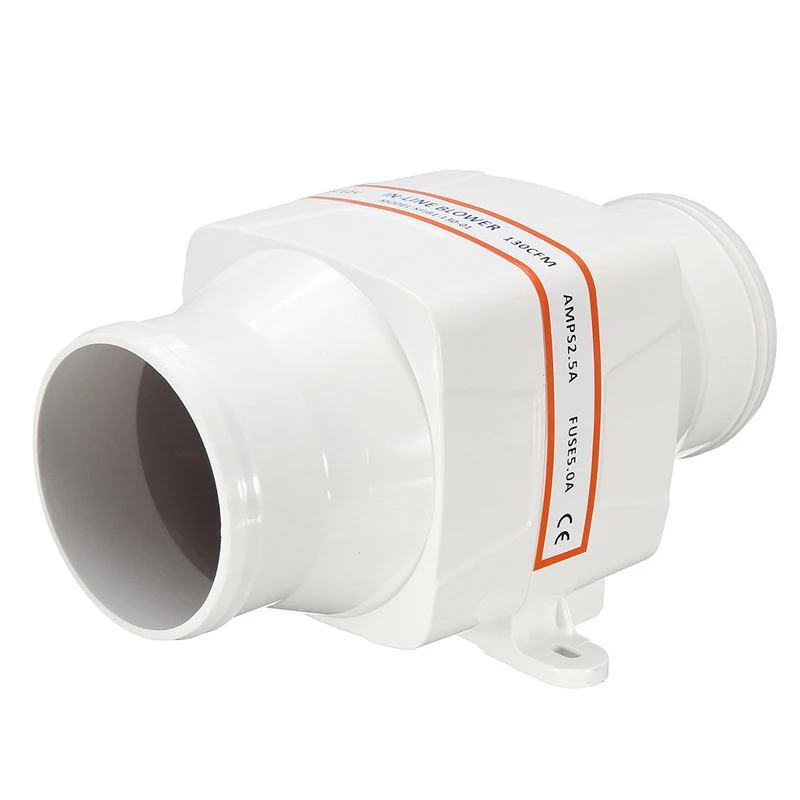 

3 Inch In Line Air Blower Boat Bilge Engine Galley Marine Ventilation Fan 12V 130Cfm Corrosion Resistant Abs For Bilges Engine