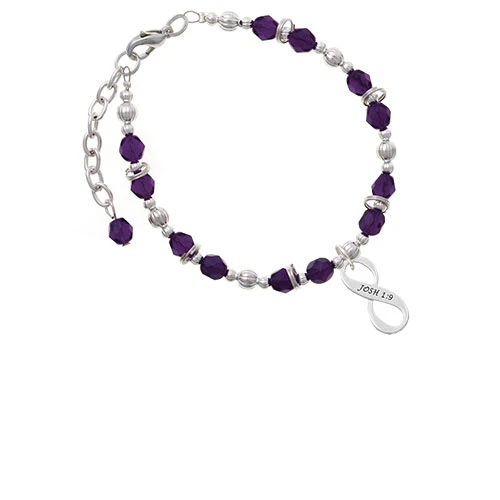Joshua 1:9 Infinity Sign Purple Beaded Bracelet |