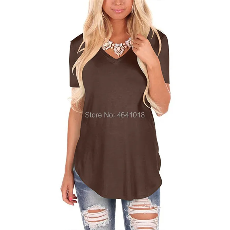 Women Tshirt 2019 Summer Large Sizes Solid V Neck Ladies Shirts Fashion Short Sleeve Casual T-shirt Loose Tops Female 5XL | Женская