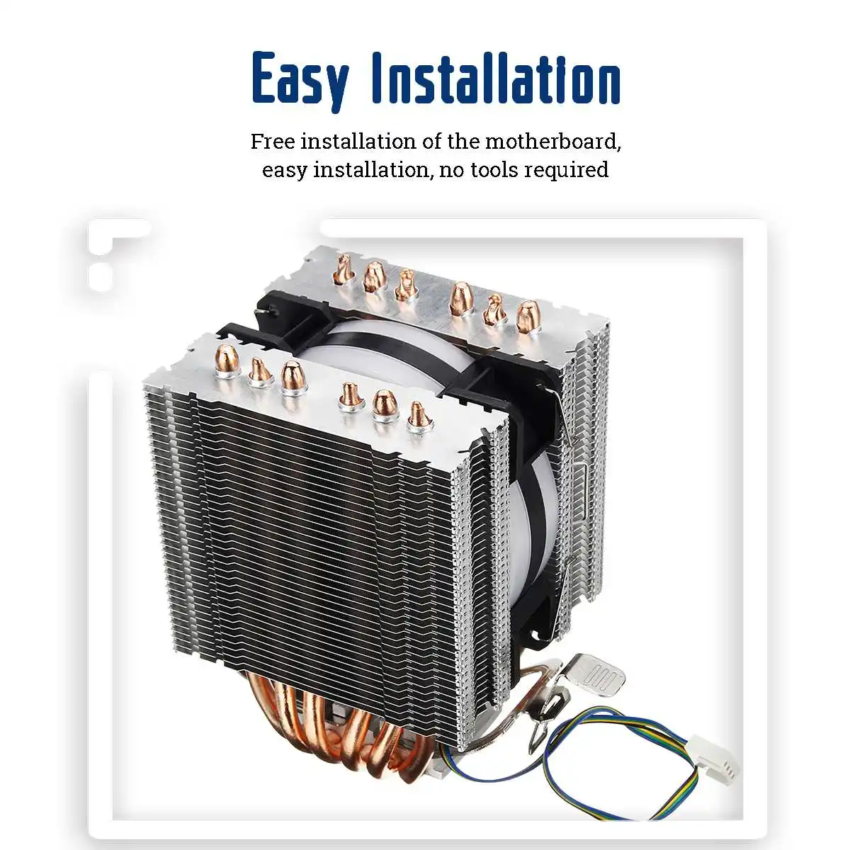 Baratos 6 de tubería de calor enfriador de CPU RGB LED ventilador 4pin ventilador de CPU disipador de calor para refrigeración tranquilo para Intel 775 1150 1151 1155 1156 1366 para AMD todo