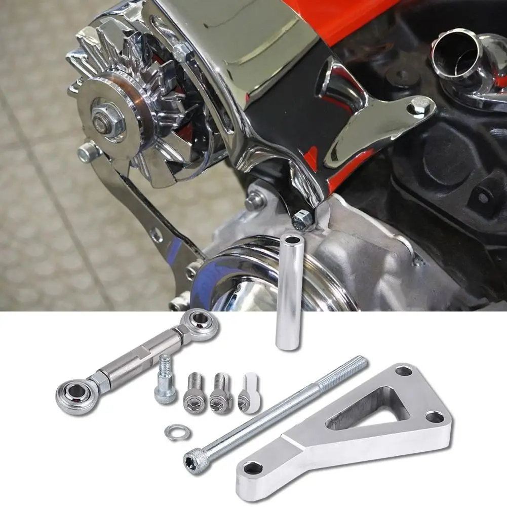 SBC Chrome Alternator Bracket w// Hardware LWP SB Chevy 305 350 Long Water Pump
