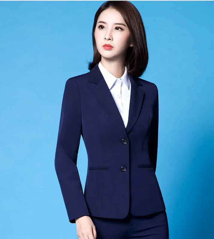 

Formal Office Lady Blazers Women Black Blue Slim Fit Long Sleeve Suit Jacket Autumn Winter Coat Fashion Formal Suit Woman Top