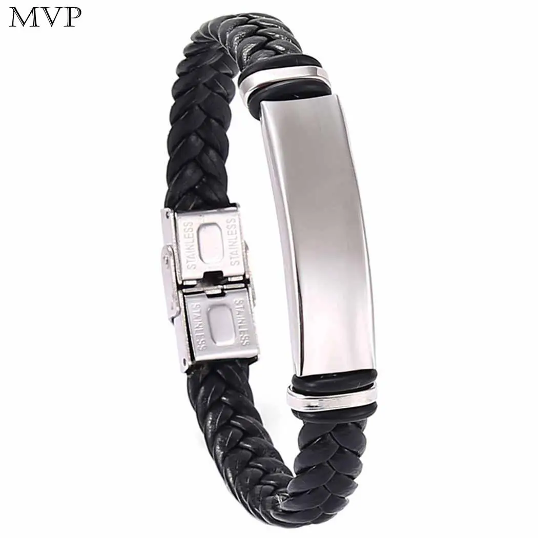 

New Men Fashion Artificial Leather Punk Style Beauty Bangle Everyday Bracelet about 13g Wristband