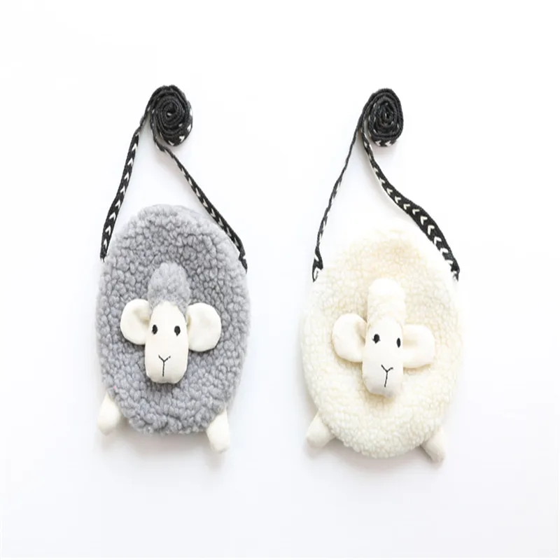 

2018 Brand New Lovely Kids Baby Girls Soft Cute Sheep Shape Single Shoulder Bag Coin Purse Bag Furry Children Bag