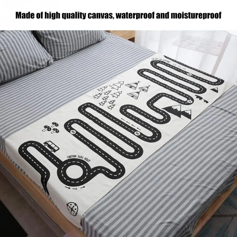 

Kids Play Games Mat Floor Carpets Rectangle Canvas Crawling Carpet Road Car Crawling Blanket For baby Room Decoration Baby Gifts