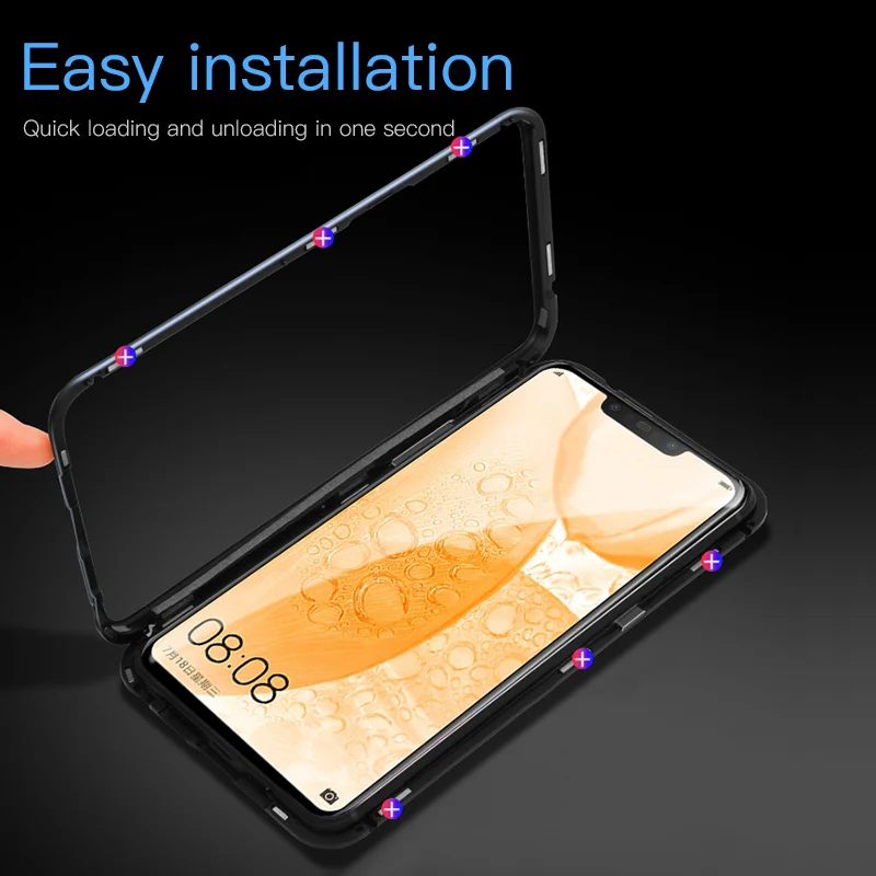 Phone Case For Huawei P20 Pro P10 Plus Nova 3E Magnet Adsorption Bumper Glass Cover Honor 10 Lite Mate 9 |
