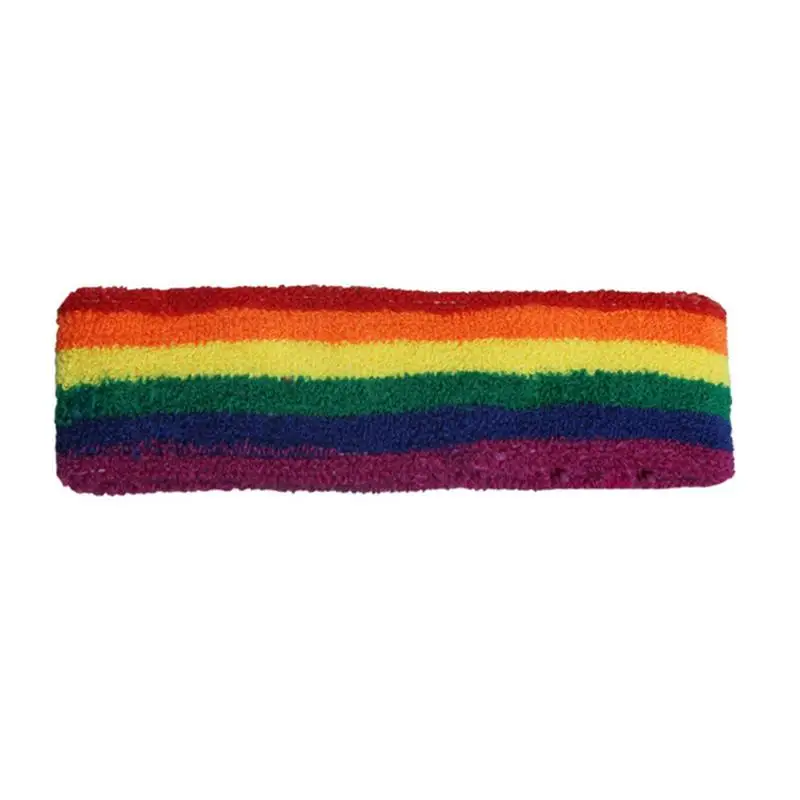

Sweat Rainbow Headband Hair Band For Men Women Sports Running Fitness Band Cotton Towel Fabric Sweat-absorbent Soft Hair Band