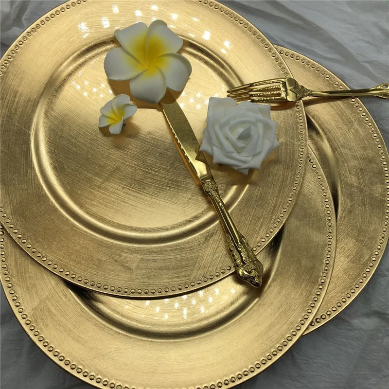 

Nordic Gold Charger Plates Creative Design Pearl Dish Decorative Salad Fruit Wedding Plate Dinner 33cm diameter Kitchen Dish