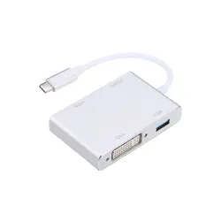 USB C Тип C к HD VGA DVI USB3.0 адаптер 4 в 1 конвертер USB 3,0 адаптер конвертер для Apple Macbook Google Chromebook ноутбук