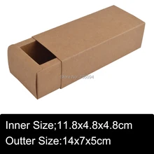 14x7x5 см 50 шт крафт-короб для бумаг коричневый крафт-подарочные коробки ручной работы пользовательский слайд-бокс логотип