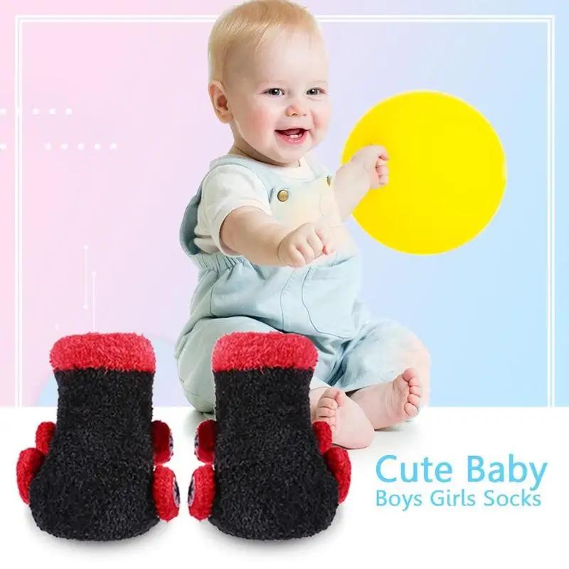 

Newborn Baby Boys Girls Cartoon Cars Floor Sock Cute Baby Boys Girls Anti-slip Socks Infant Cartoon Car Thicken Floor Socks Gift