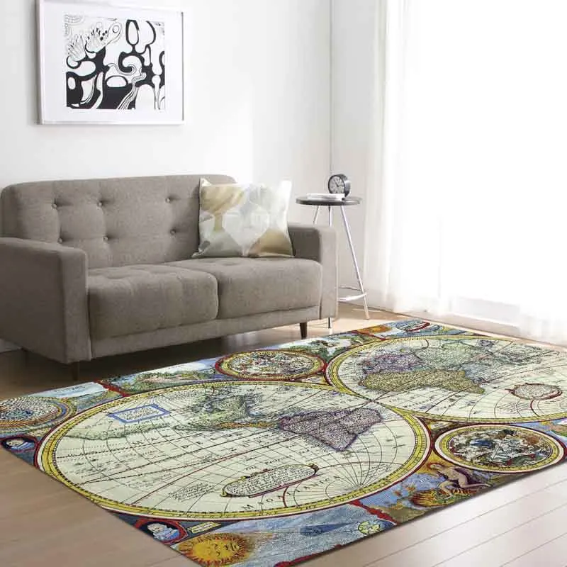 Large World Map Area Rug Vloerkleed Rugs for Bedroom Kids Baby Play Crawling Mat Memory Foam Carpet Living Room Home Decorative