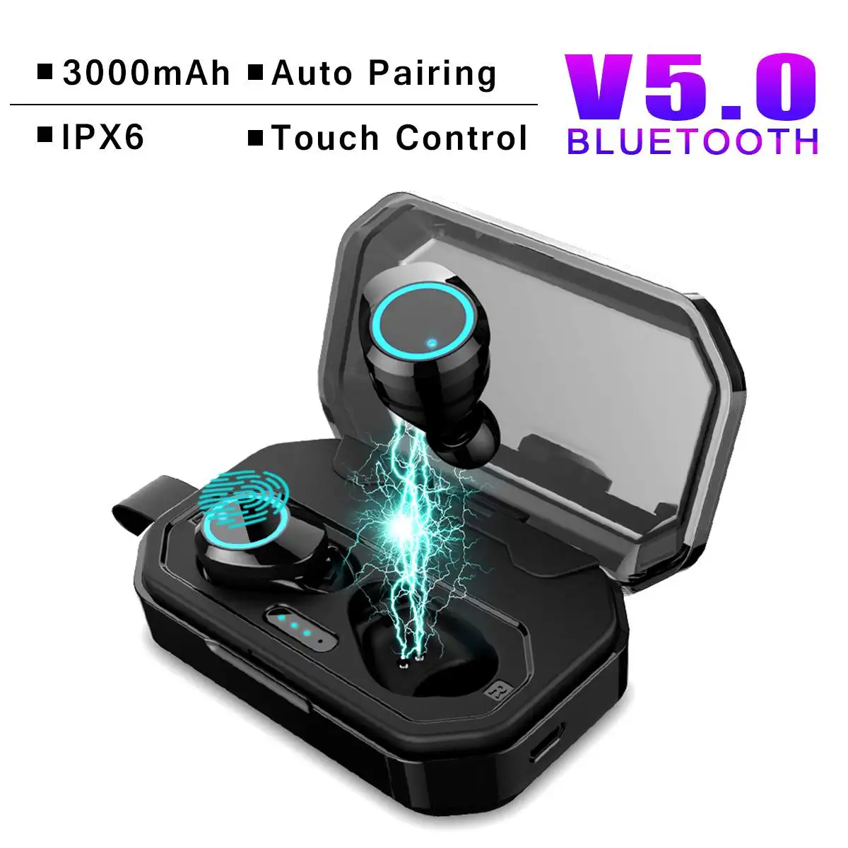 

bluetooth V5.0 TWS Wireless Earphone Touchs Control CVC8.0 Noise Cancellings Earbuds 3000mAh Charging Box Power Bank for iphone