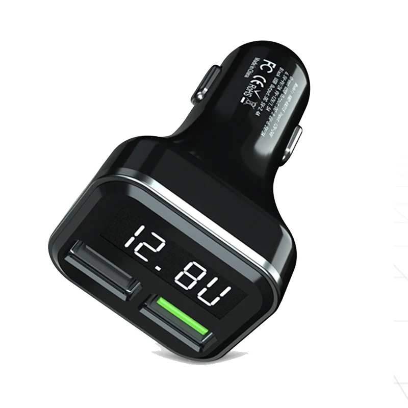 QC3.0 المزدوج USB شاحن سيارة 2 ميناء مع LED عرض 12-24 V ولاعة السجائر المقبس للجوال هاتف لوحي الخ