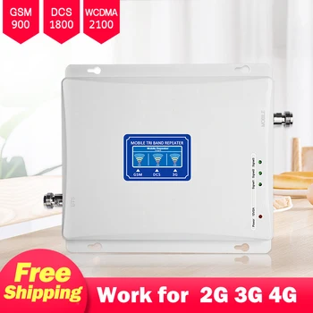 

900 1800 2100 Tri Band cellular Amplifier Signal Booste 2g 3g 4g GSM LTE Repeater 4g internet signal Amplifier Booster Gain 70dB