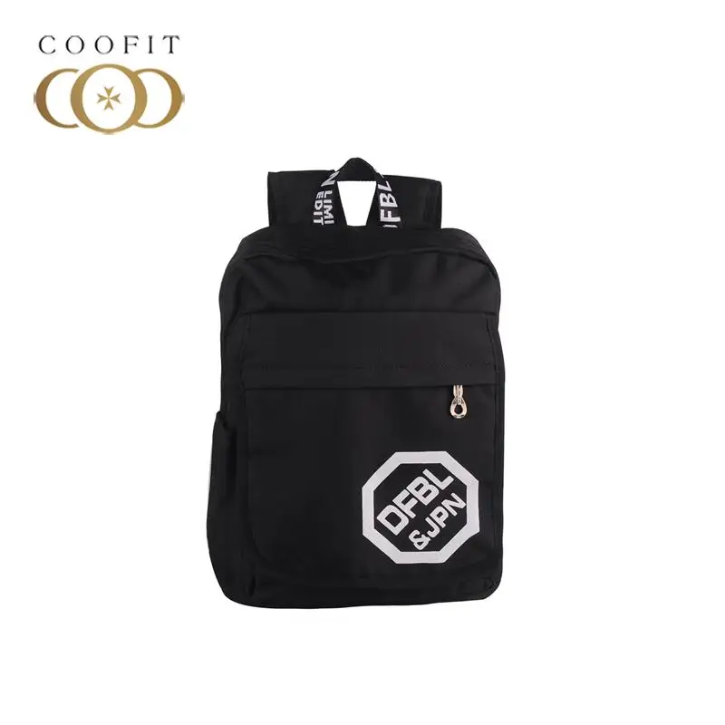 

Korean Style Black Backpack For Men Letters Printed Fashion Zipper School Bagpack Laptop Backapck For Teenagers Coofit 2018 New