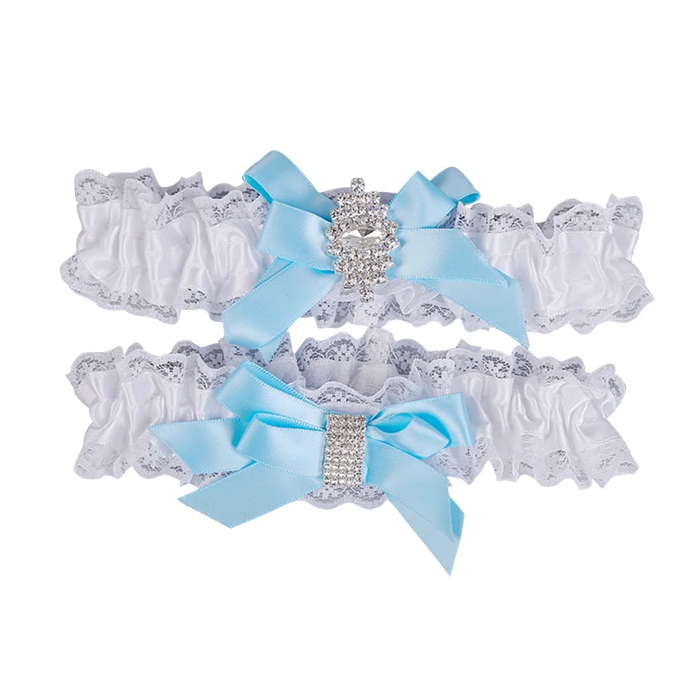 

1 Pair Western Wedding Elegant Bride Garter Elastic Bridal Rhinestone Lace Foot Decor Wedding Party Decoration Accessories