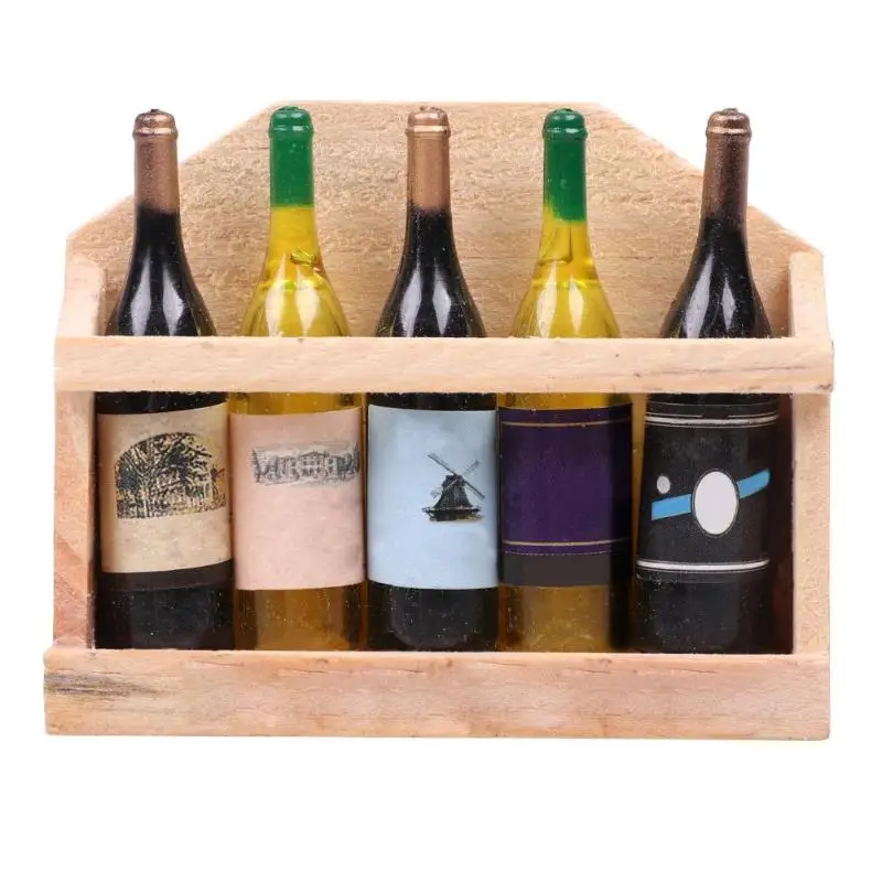Creative Wooden 3D 5 Plastic Wine Bottles Fridge Manual Log