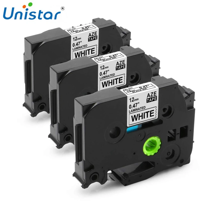 Unistar 3 шт. зеркальная лента 12 мм совместимая с Brother P touch зеркальные ленты черный на