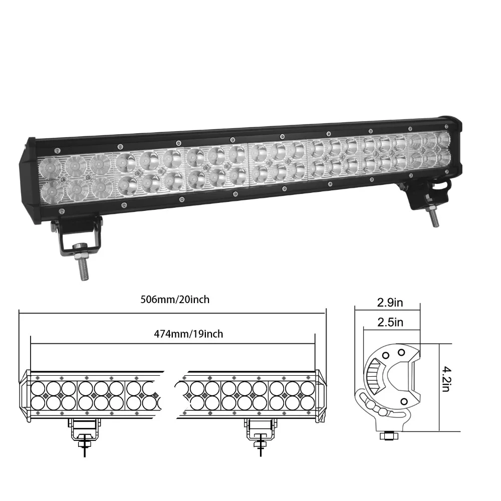 Auxtings 20 дюймов 20 ''светодиодный бар светодиодный светильник бар для автомобиля Трактор Лодка OffRoad бездорожье 4WD 4x4 грузовик внедорожник ATV дальнего света 12V 24V 5D 7D 8D