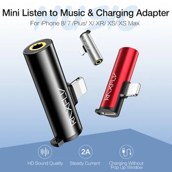 

RAXFLY USB Adapater For iphone to 3.5mm Headphone Jack Audio Adapters Charging For iPhone 11 Pro XR XS Max 7 8 Charger Converter