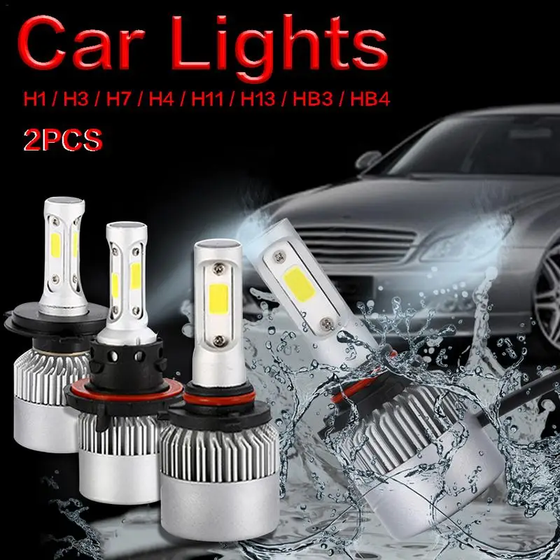 

Super Bright 2PCS S2 Car LED Headlight Bulbs COB H1 H3 H4 H7 H11 H13 9005/HB3 9006/HB4 8000LM 6500K DC 9-32V Led Car Head lamps