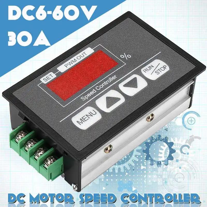 

Adjustable 30A PWM 6-12V DC Motor Speed Controller Module DC LED Digital Display Speed Regulator Power Control Governor Switch