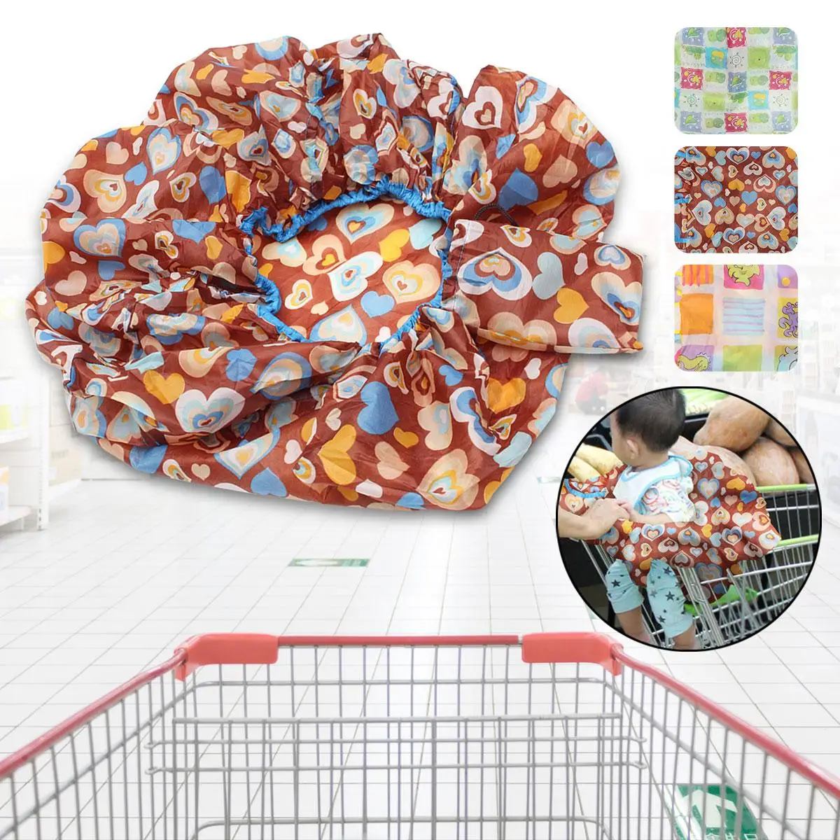 

Polyester Fabric Kids Toddler Supermarket Shopping Cart Cover Antidirty High Chair Cover Reusable Outdoor Car Cart Cover Pad