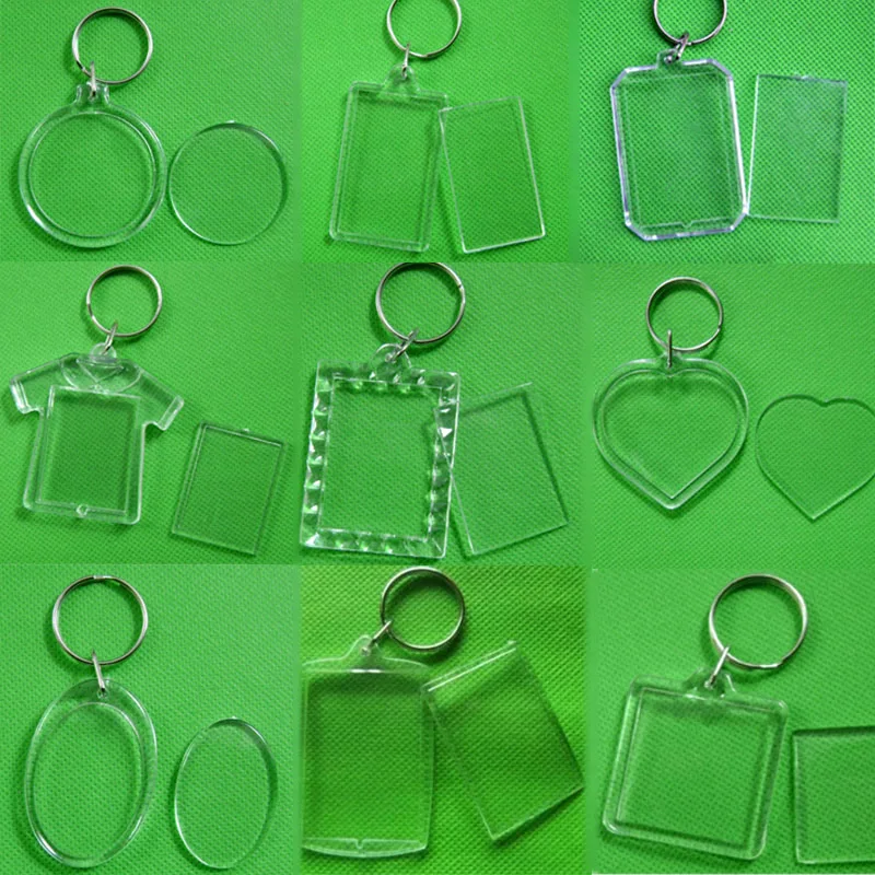 

Sale 1PC Unisex Transparent Blank Insert Photo Keychain DIY Acrylic Picture Frame Round Rectangle Heart Women Men Keyring