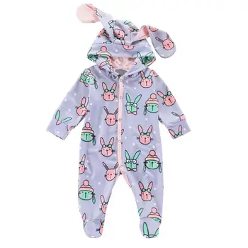 

Spring Autumn Baby Rompers Cute Cartoon Rabbits Front Buttons Romper Clothes Infant Fashion Jumpsuits Outfit for Child Boy Girls