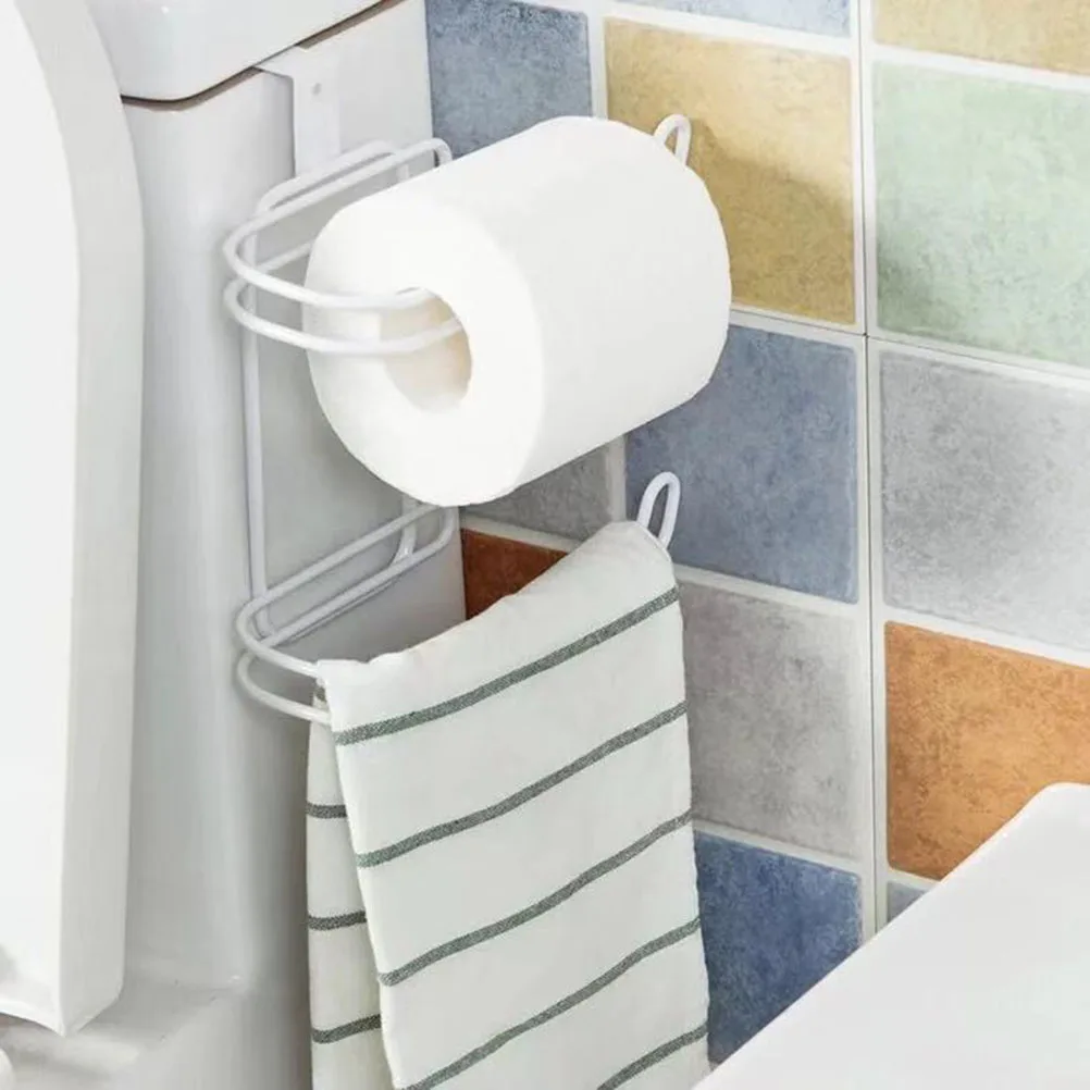 

2 Roll Toilet Paper Towel Rack Door Back Tissue Holder Hook Type Towel Holer Kitchen Bathroom Hanging Hook Bathroom Accessories