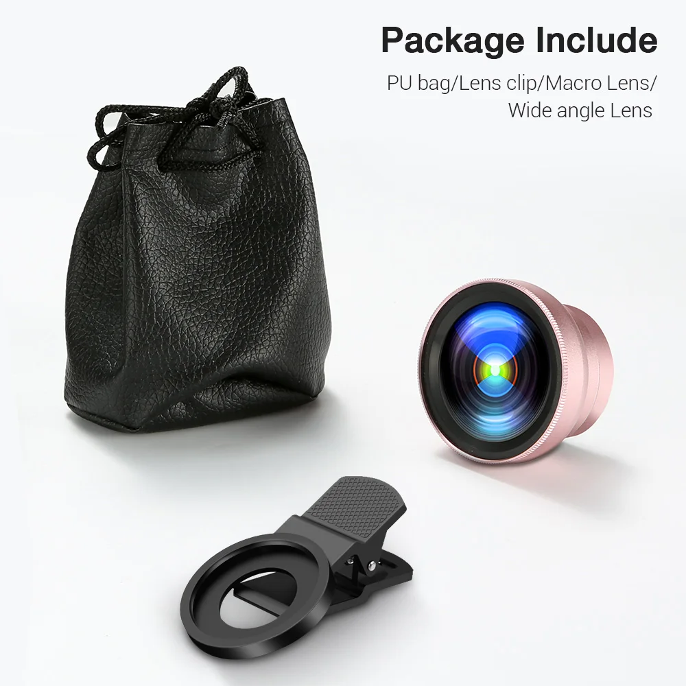 

KISSCASE Universal 2 in 1 Wide Angle Macro Lens Camera Kits Mobile Phone Macro Phone Lens with Clip 0.45x for iPhone Samsung s10