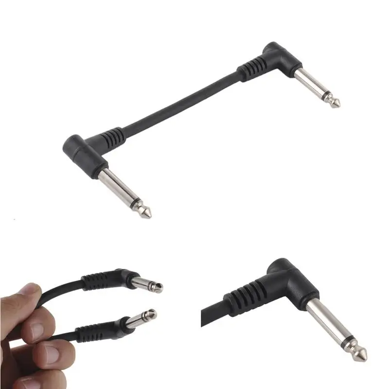Electric Guitar Effect Pedal Cable 15CM Double Elbow Guitar Effects Universal Guitarra Black Patch Cable For Guitar Pedal Effect