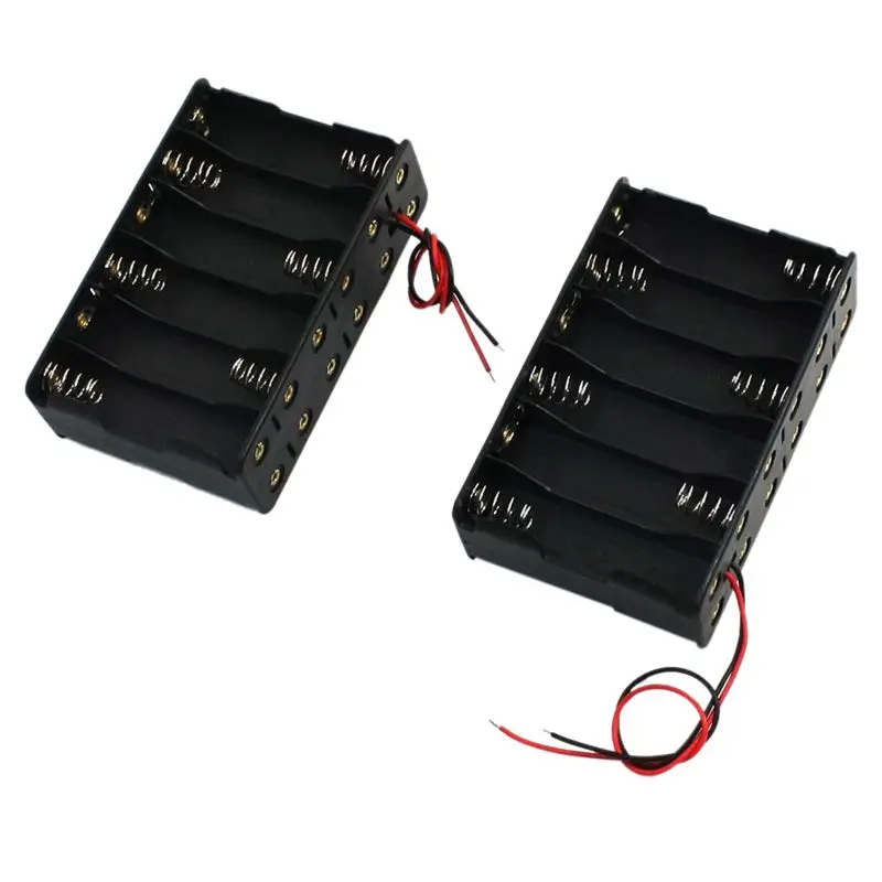 

2 pieces plastic black battery holder box for 12 x 1.5 V AA battery