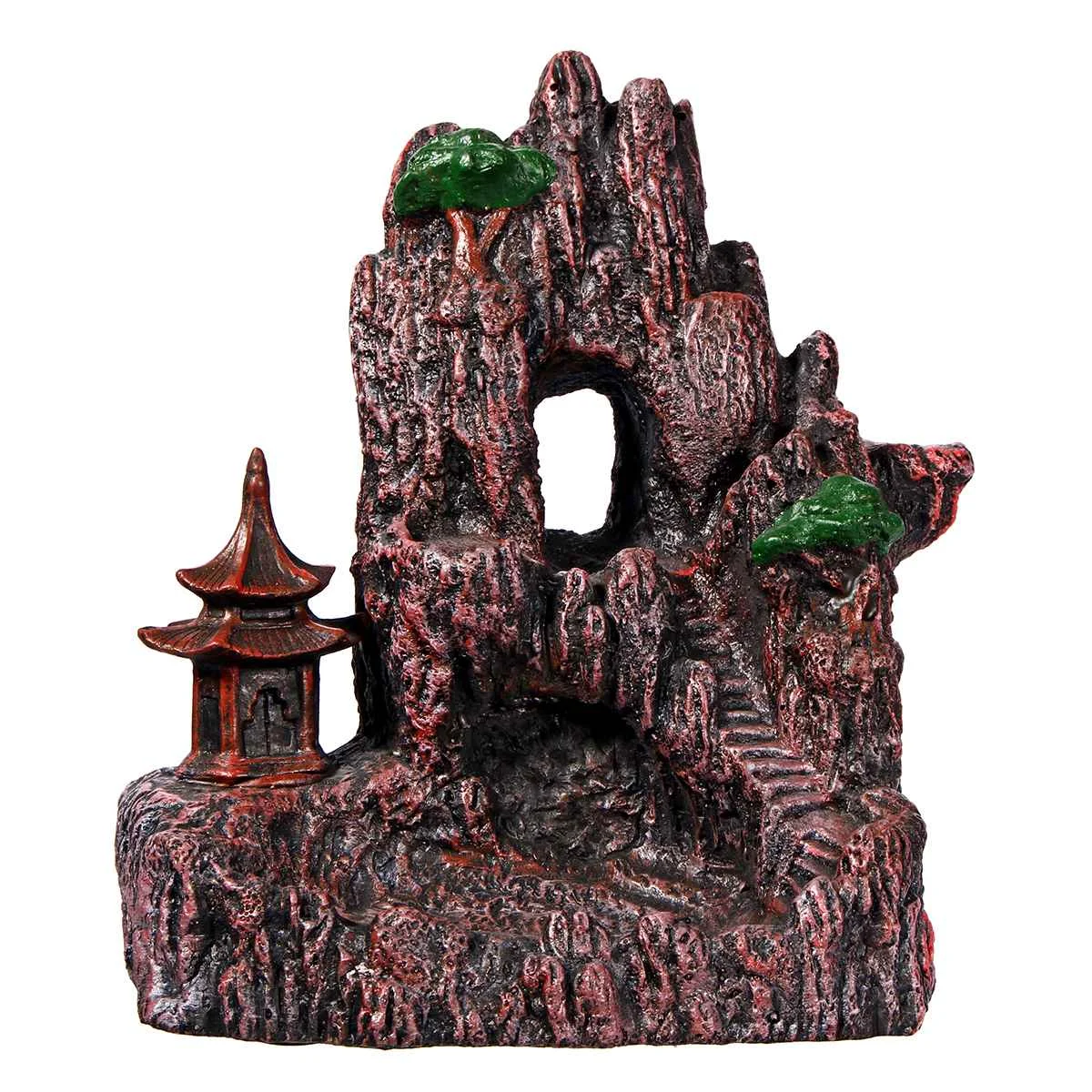 

3D Mountain Waterfall Backflow Incense Burner Pavilion Smoke Cone Holder Burner Home Decoration Ornaments Teahouse Office