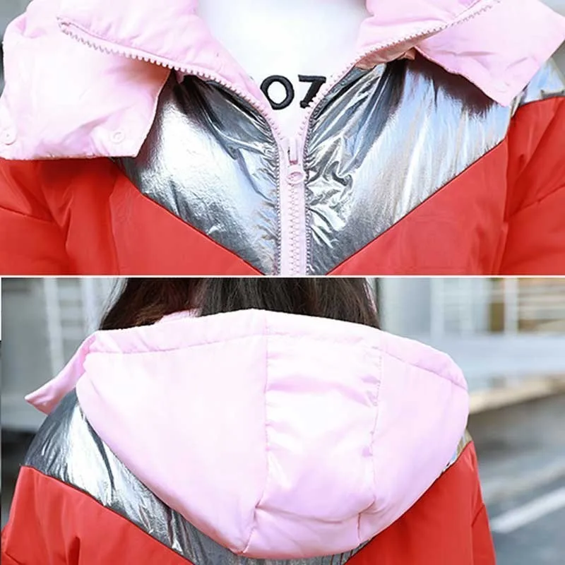 Bas Lumineux Veste Rose Femelle Couture Long Mode Femmes Hiver Ls37 Vers Le Couleur Rembourré Manteau Femme D'hiver 2018 Parka Pink 46EY06dwq