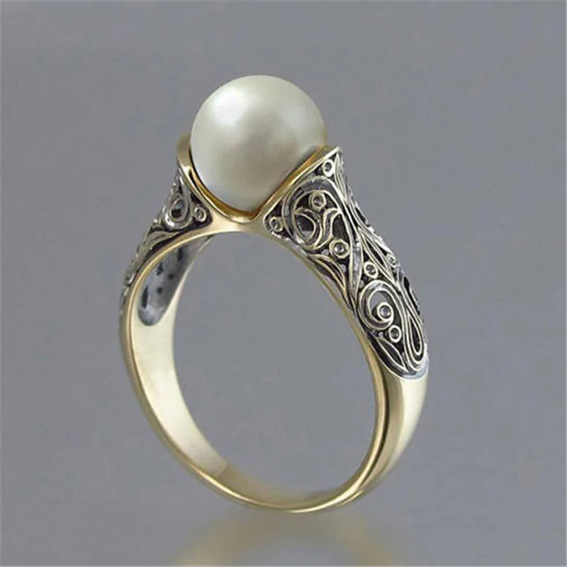 

Pearl ring jewellery costume jewelry The king of the ring gives a gift to a woman Stainless steel ringen B2440