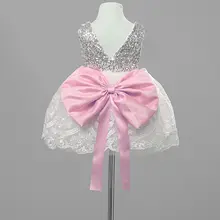 Emmaaby/Коллекция года; детское платье принцессы без рукавов с блестками и бантом для маленьких девочек; праздничное белое кружевное платье подружки невесты; От 0 до 10 лет
