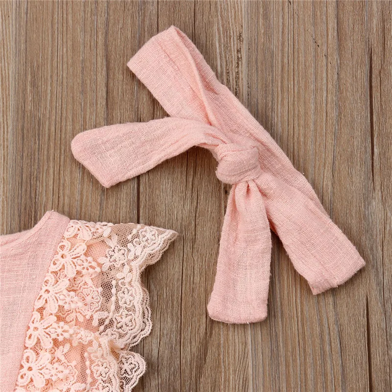 الصيف الوليد الاطفال الطفل الفتيات ملابس القطن رومبير قصيرة الأكمام كشكش الصلبة بذلة تتسابق الملابس 0-24 M