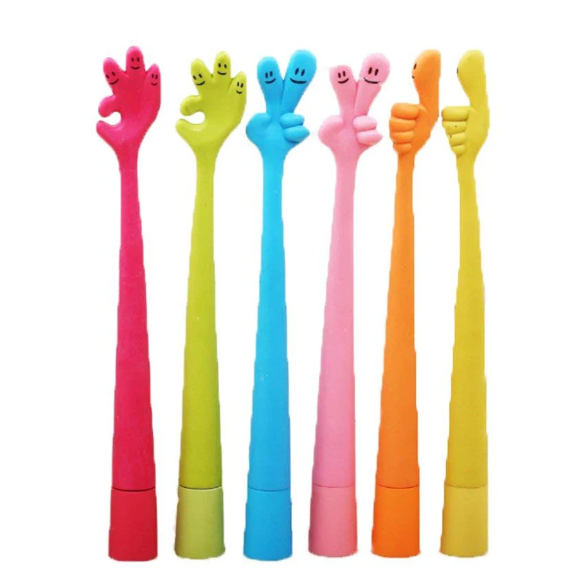 

6pcs creative stationery cute cartoon free curved pen finger pen