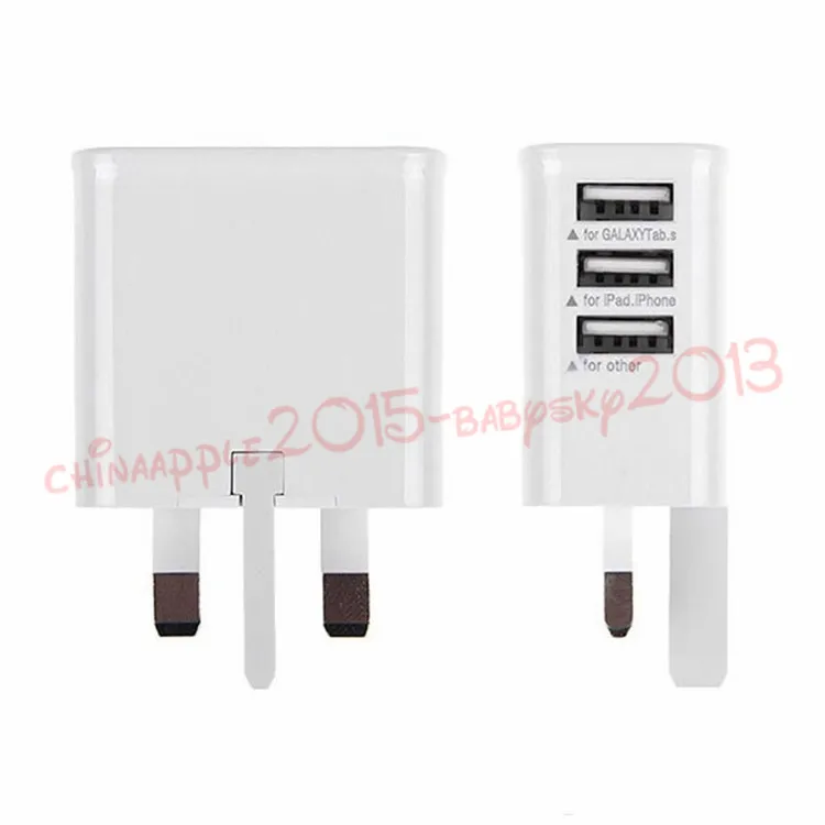 Redbearlin 3 Порты и разъёмы USB 5 В 3A Великобритании Подключите зарядное Зарядное устройство для Samsung Galaxy Tab Note 3 2 S4 S5 htc LG для iPhone 5 4S 100 шт