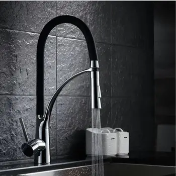 

Brushed Nickel Kitchen Sink Faucet Pull Down Swivel Spout Kitchen Sink Tap Deck Mounted Bathroom Hot and Cold Water Mixers