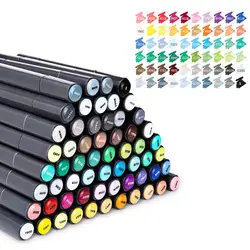 60 Цвета черный на спиртовой основе искусство маркеры Dual Head рисования кисть для рисования манга дизайн школьные канцелярские товары для